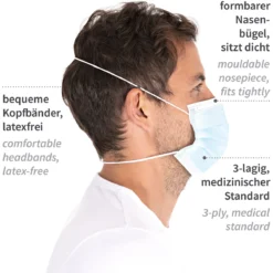 Mundschutz Typ II, 3-lagig, PP, Kopfband - Hygostar - 29196 -Arbeitsschutz Rabatt mundschutz typ ii 3 lagig pp kopfband hygostar 291965