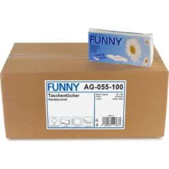 Taschentücher, 3-lagig, 100er Pack, Hochweiß, Zellstoff - Funny - AG-055-100